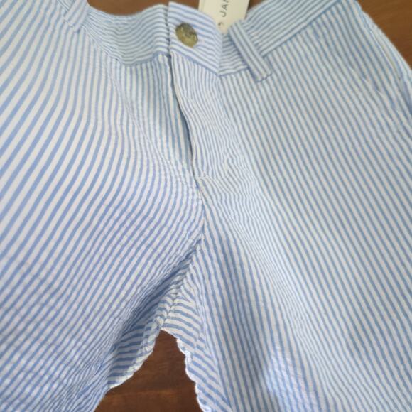 Janie and Jack Boys Striped Seersucker Short Size4 Atlantic blue stripe NEW WT - Picture 5 of 5